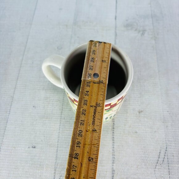 Thomson Pottery COUNTRY HOME Red White Check Farmhouse Tree 10 oz Cup Mugs Set 2 - Picture 10 of 15